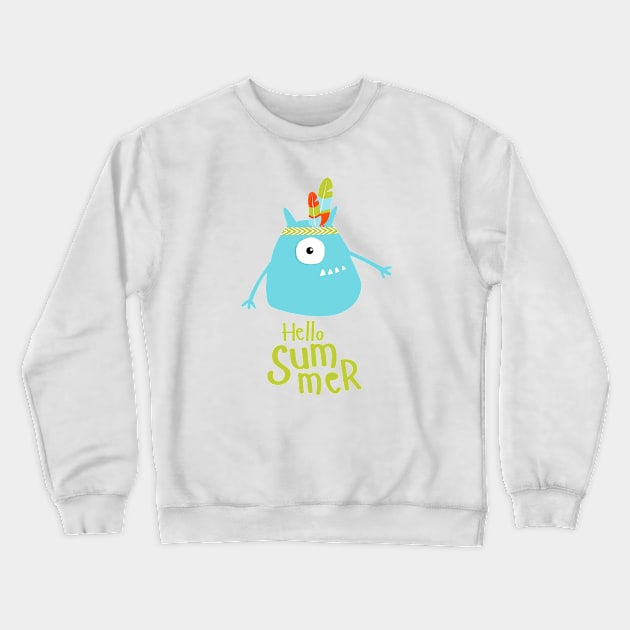 funny green monster Crewneck Sweatshirt by olya_utchenko